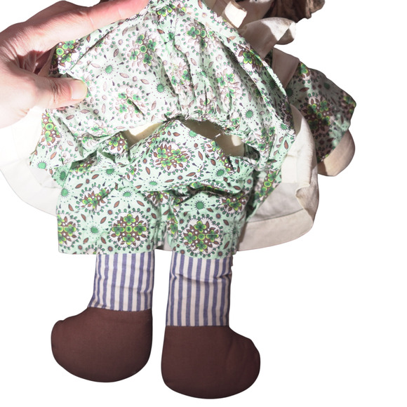 Vintage Raggedy Ann Cloth Doll 13" Rag Doll Yarn Brown Hair Two-Face - Picture 10 of 12